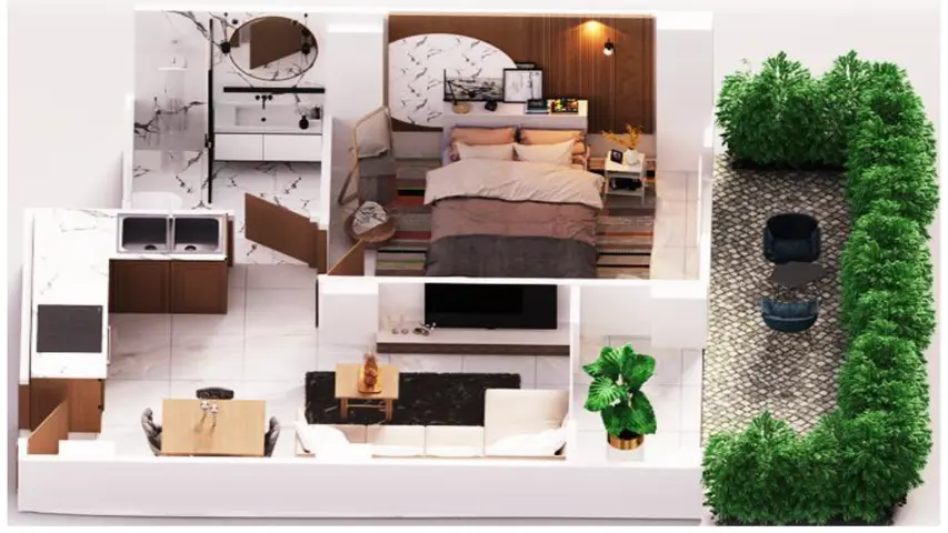 A2  pool level street + 10 m2 private garden